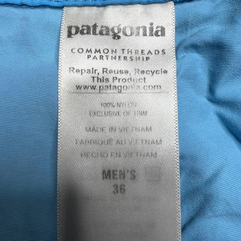 Patagonia Men 36 Wavefarer Engineered Board Shorts Waterline Blue Red Swim Trunk